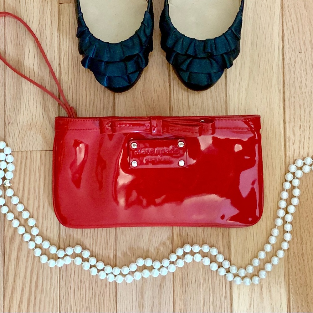 Kate Spade Red Bow Patent Leather Wristlet
